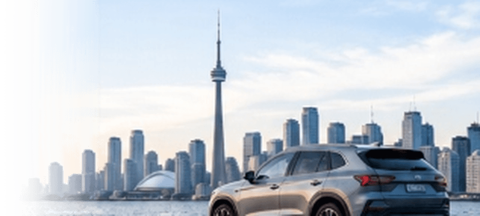 Toronto skyline and SUV